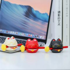 木鱼卡通神器敲打办公室新款萌粒小摆件敲敲乐创意招财猫装饰摆件 黑
