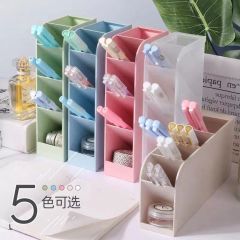 笔筒学生桌面时尚创意北欧化妆刷桶收纳盒可爱ins风女斜 插式简约 透明