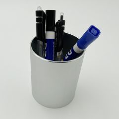 定制高档铝合金笔筒厂家桌面金属圆形化妆品收纳筒办公室笔筒 白